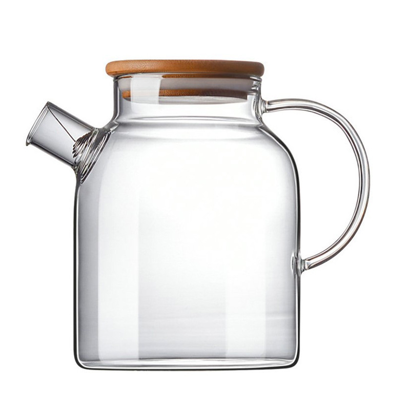 Jiateng elegant glass tea pitcher with bamboo lid, great for birthdays, housewarming, or holiday gifts