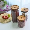 Modern Jiateng glass jars with wooden lids for storing tea leaves spices grains and dried flowers