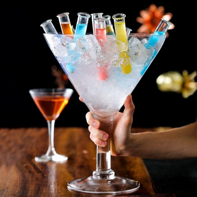 Modern crystal clear martini glass for cocktails desserts and party beverages