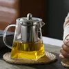 Heat resistant borosilicate glass teapot with removable tea filter