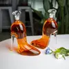 Jiateng high heel shaped glass whiskey decanter bottle with crystal stopper