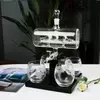 Creative whiskey barrel inspired glass dispenser with round drinking glasses