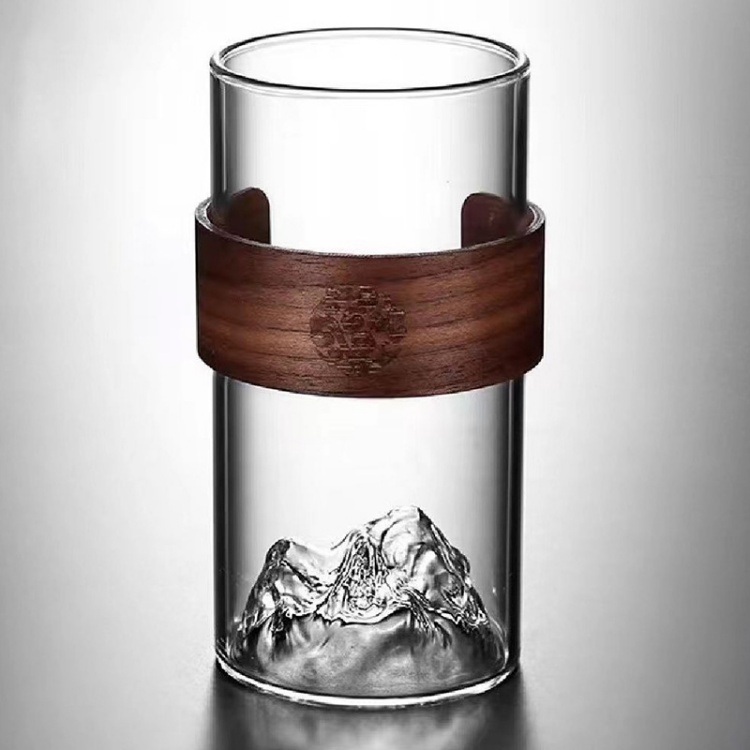 Glass Cup with Wooden Sleeve
