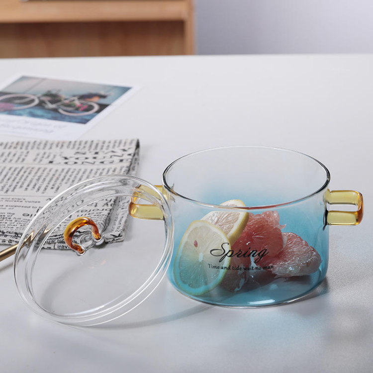 Jiateng clear glass cooking pot with lid, durable and stylish, great for housewarming, holidays, or cooking enthusiasts