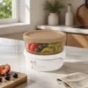Round food storage containers with PP lids PET transparent bodies PP bases and silicone seals suitable for kitchenware wholesale and retail