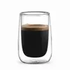 200ml transparent double wall glass coffee cup with handleless design and gently tapered sides