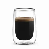 200ml transparent double wall glass coffee cup with handleless design and gently tapered sides