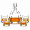 Geometric whiskey decanter set with four old fashioned whiskey glasses