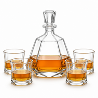 Geometric whiskey decanter set with four old fashioned whiskey glasses