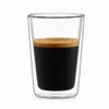 400ml transparent double wall coffee glass with wide circular rim and straight tapered body
