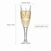 6.8oz champagne flute glass with decorative geometric detailing