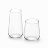 Tall and short clear tapered iced coffee glasses with rounded bases