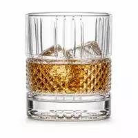 300ml diamond whiskey glass with textured center band and heavy base