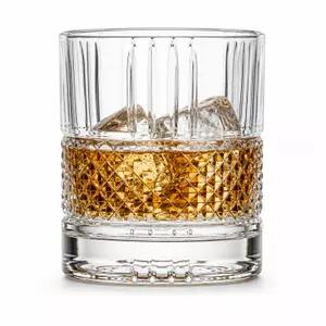 300ml diamond whiskey glass with textured center band and heavy base