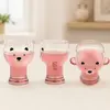 Cute animal shaped glass cup with cartoon face design