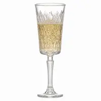 Diamond pattern champagne flute with decorative geometric bowl and stemmed design