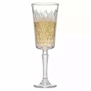 Diamond pattern champagne flute with decorative geometric bowl and stemmed design