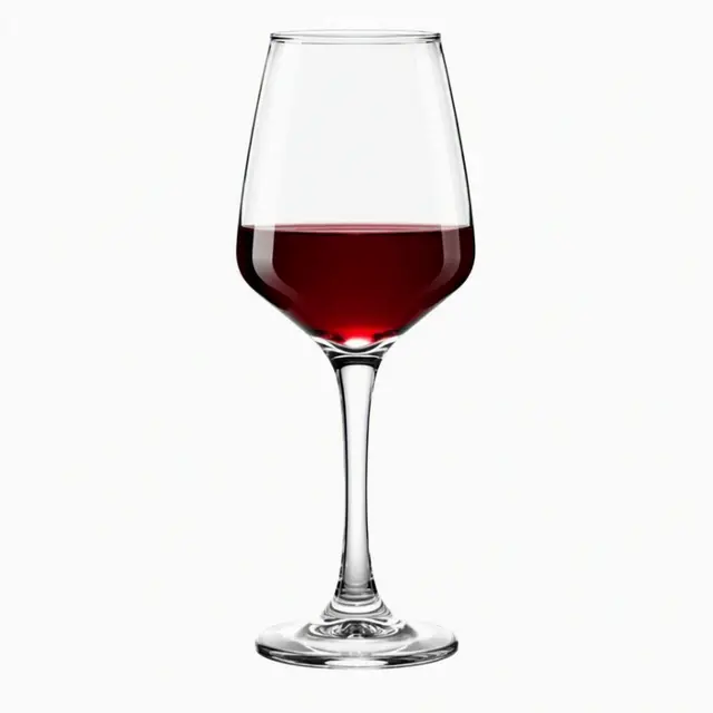 360ml tulip wine glass with long stem and clear bowl for red wine serving