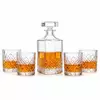 Diamond pattern whiskey decanter set with four matching old fashioned glasses