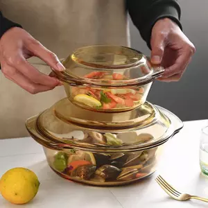 Heat Resistant Glass Cooking Pot Set with Transparent Lids for Family Kitchen