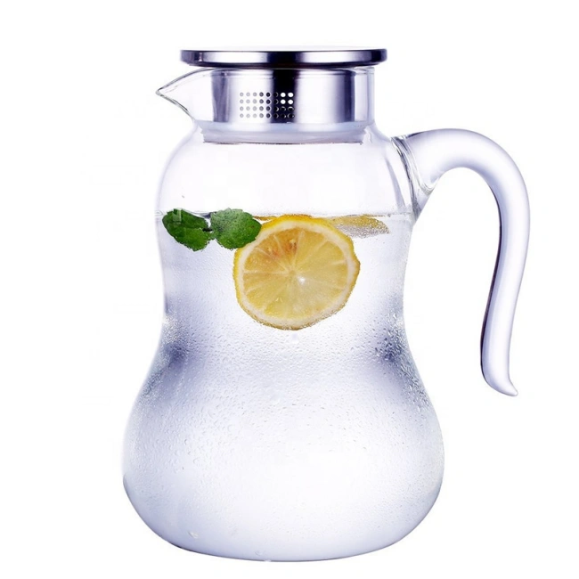  jiateng glass pitcher with curved handle, lead-free kitchen drinkware