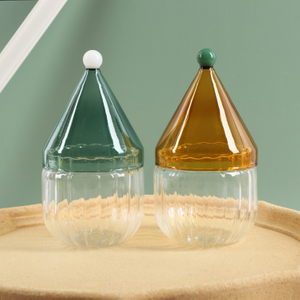 Jiateng gnome-inspired glass cup with colorful pointed hat lid, elegant and fun, perfect for tea, juice, or cocktails