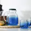  jiateng gradient blue mountain glass pitcher set with matching cups