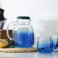  jiateng gradient blue mountain glass pitcher set with matching cups