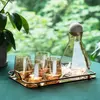 Premium decorative glass beverage pitcher with wooden stopper and modern design