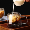 Jiateng double-wall glass cup for coffee or tea, stylish and heat-resistant, perfect for home, office, or café use
