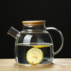 Jiateng glass pitcher with bamboo lid, perfect for brewing tea or serving cold beverages, practical and stylish for any setting