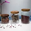 Jiateng textured glass storage jars with wooden lids for tea spices grains and kitchen organization