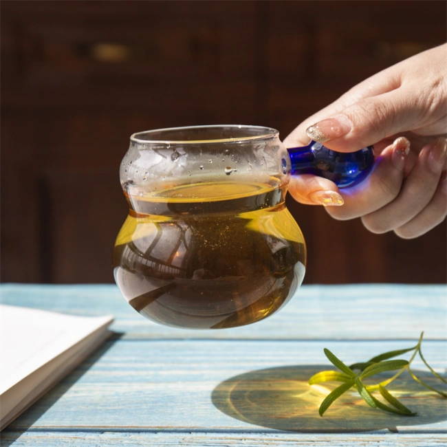 jiateng transparent glass cup, modern kitchen drinkware with colorful handle