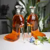 High borosilicate glass decanter bottle with stylish high heel silhouette