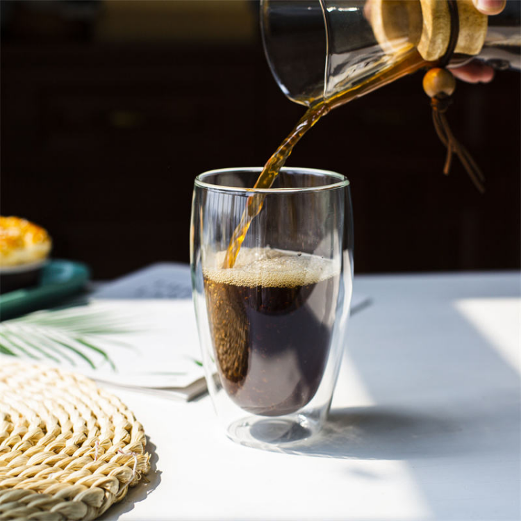 Jiateng clear double-layer glass cup, heat-resistant and stylish, ideal for home, office, café, or gifting