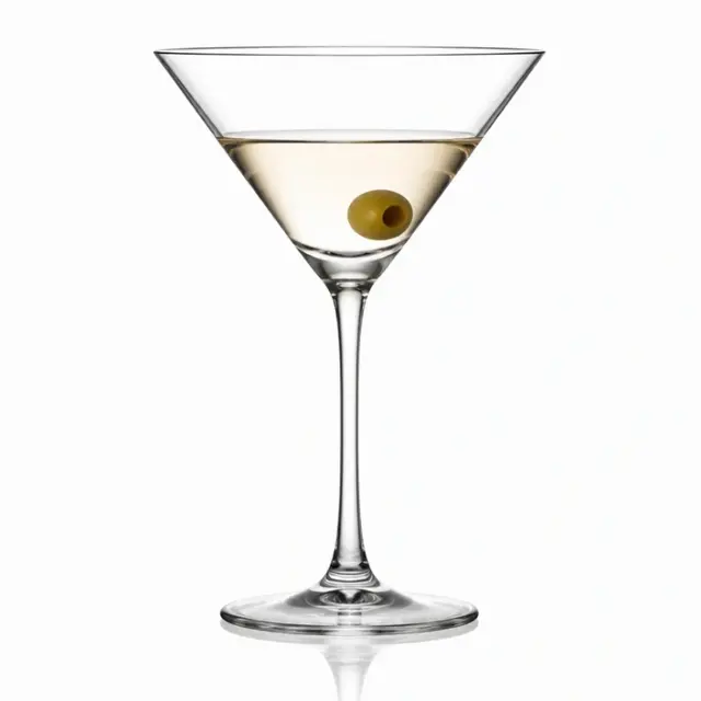 250ml classic martini glass with wide V shaped bowl and long elegant stem