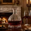Wide body glass wine decanter with 154mm diameter and elegant narrow neck