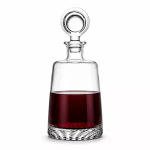 258mm clear glass red wine decanter with decorative round stopper