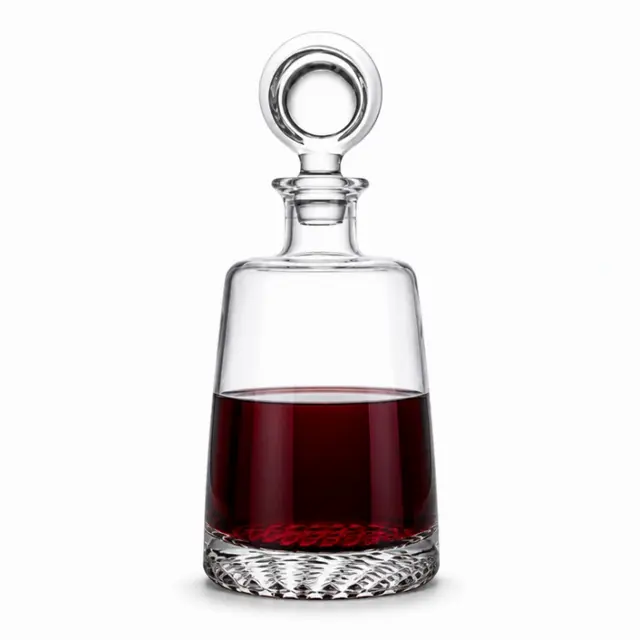258mm clear glass red wine decanter with decorative round stopper