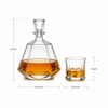 Pyramid style whiskey decanter with four matching short whiskey glasses