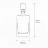 Clear whiskey decanter featuring a distinctive square glass stopper