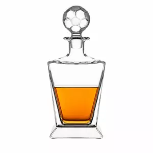 Soccer ball whiskey decanter with football shaped glass stopper for spirits serving