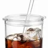 Model 22920-1C 480ml tall stackable glass cup with lid and straw
