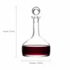 red wine decanter with removable round glass stopper and clear long neck design