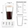 Transparent borosilicate glass coffee tumbler with insulated inner wall and modern tapered silhouette