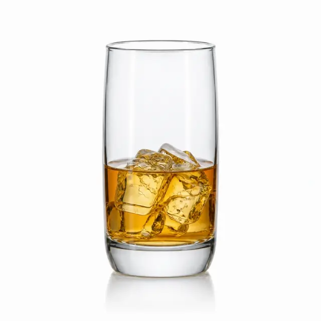 200ml straight sided drinking glass with thick clear base