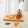 Premium square borosilicate glass teapot with stainless steel infuser for loose leaf tea