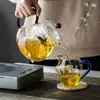 Elegant glass teapot featuring a removable glass infuser for blooming and loose leaf tea