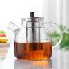 Elegant loose leaf glass teapot with precision pouring spout for home and café use