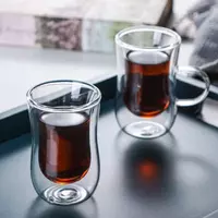 Jiateng double wall glass cup with elegant transparent design for coffee and tea drinks